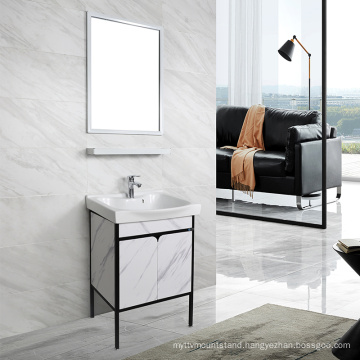 Hot sale Stainless steel White Bath vanity cabinet with shelf mirror